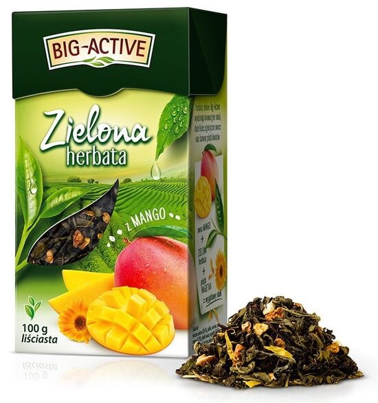 Big-Active Herbata Zielona z Mango beramā zaļā tēja ar mango 100 g